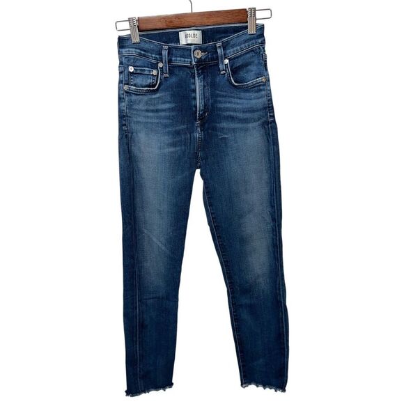 Agolde Women's Sophie High Rise Cropped Jeans Size 25 Skinny Stretch Raw Hem - Picture 2 of 10